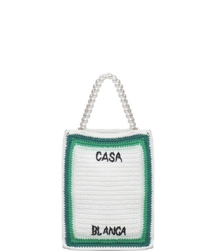 Casablanca Crochet-Knit Top Handle Bag