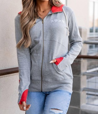 full zip sweatshirt in hugs & kisses