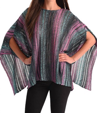 color cut-out poncho in teal