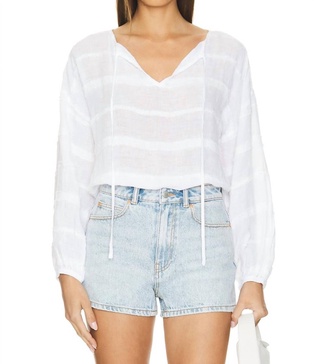 tie up pullover top in white