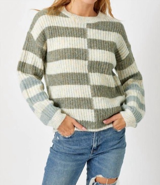 stripe round neck sweater in multi