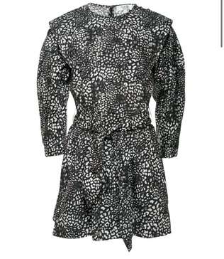 women's calla cheetah long sleeve belted tunic dress in night