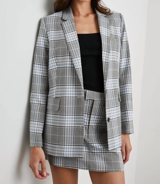 stanton plaid blazer in cocoa sky check