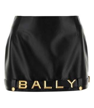 Bally Logo Plaque Straight Hem Mini Skirt