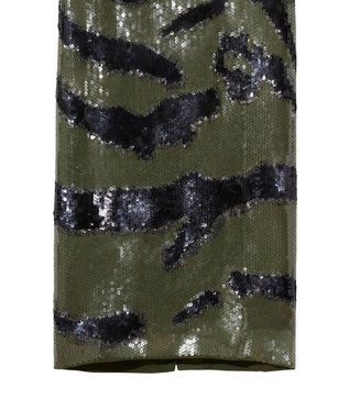 bonne zebra sequin skirt in army green/black