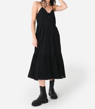 charlotte embroidered dress in black