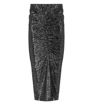 Essentiel Antwerp  Esparkling Black And Silver Midi Skirt