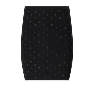 elisabetta franchi black knitted skirt with rhinestones