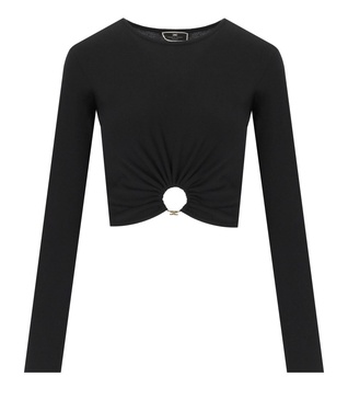 Elisabetta Franchi Ring Embellished Cropped Top