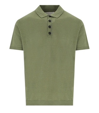 amaránto military green linen polo shirt