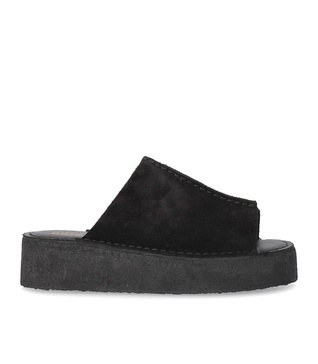 clarks wedge black platform slide