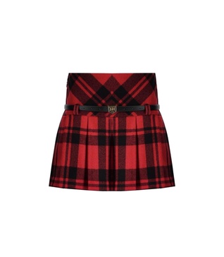 elisabetta franchi tartan belted skirt