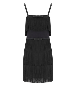 elisabetta franchi black fringed dress