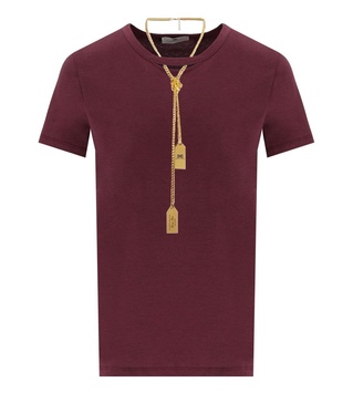 Elisabetta Franchi Rouge Noir T Shirt With Necklace