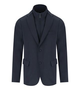 Emporio Armani  Blue Navy High-Neck Jacket