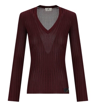 Elisabetta Franchi Rouge Noir Ribbed Top