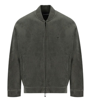 Emporio Armani  Green Ribbed Bomber Jacket