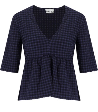 Ganni  Blue Peplum Blouse