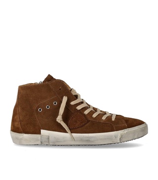 Philippe Model Prsx High Daim Fur Cognac Sneaker in Brown