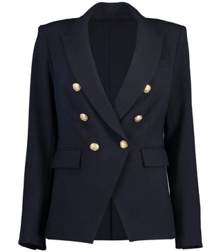 women's navy blue dickey classic double breasted jacket blazer