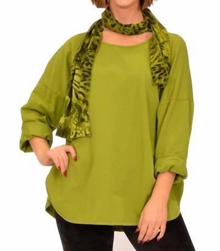 silver trim top w/ scarf in green