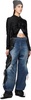 Blue & Black Trompe L'œil Layered Tying Jeans