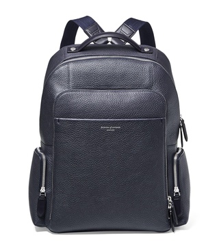 Pebbled Leather Reporter Zipped Backpack