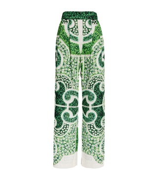 Green Topiary Wide-Leg Trousers