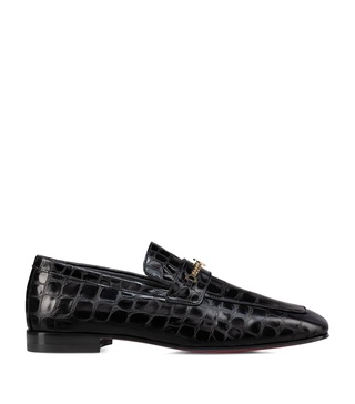 MJ Moc Croc-Embossed Leather Loafers