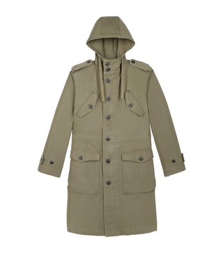 Patch-pocket relaxed-fit cotton parka coat