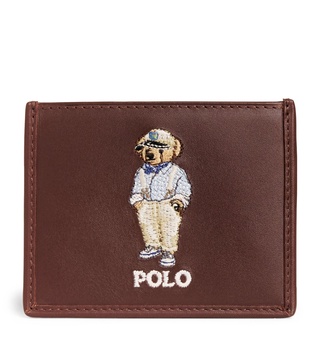 Leather Polo Bear Card Holder