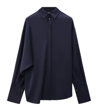 Silk-Satin Draped Shirt 