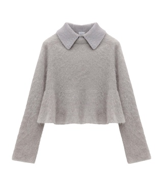 Mohair-Blend Polo Sweater