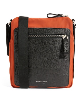 Nylon and Leather Crossbody Bag