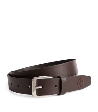 Leather Embroidered-Logo Belt