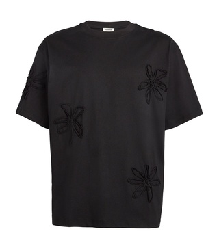 Flower-Embroidered T-Shirt