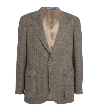 Wool Herringbone Tweed Blazer 