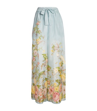 Silk Floral Waverly Wide-Leg Trousers