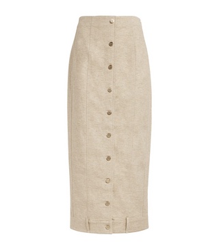 Cotton-Linen Lua Inverted Midi Skirt