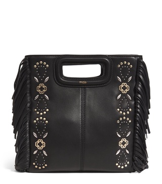 Leather Embellished M Top Handle Bag