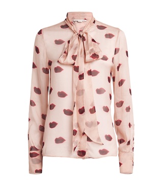 Silk Lip Print Blouse