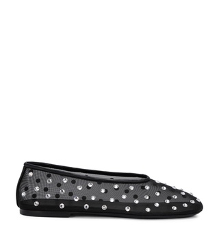 Mesh Crystal-Embellished Marcy Ballet Flats