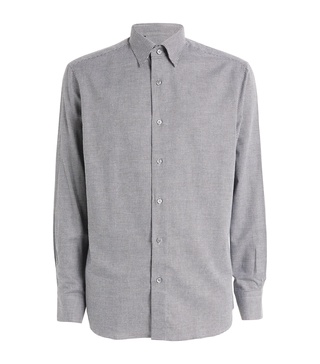 Cotton-Cashmere Houndstooth Shirt