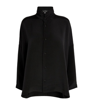 Silk Stand-Collar Shirt