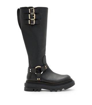 Jade Knee High Leather Biker Boots