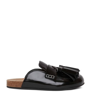 Patent Leather Tassel Loafer Mules