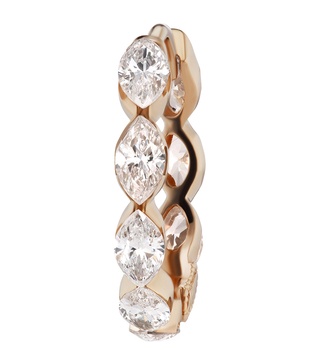 Rose Gold Invisible Set Diamond Marquise Eternity Hoop Earring (9.5mm)