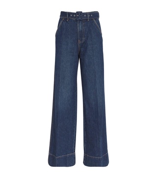 Belted Taylor High-Rise Wide-Leg Jeans