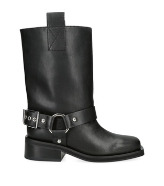 Leather Buckle Biker Boots 50