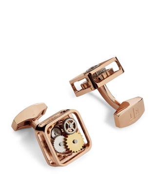 Rose Gold-Plated Square Gear Cufflinks